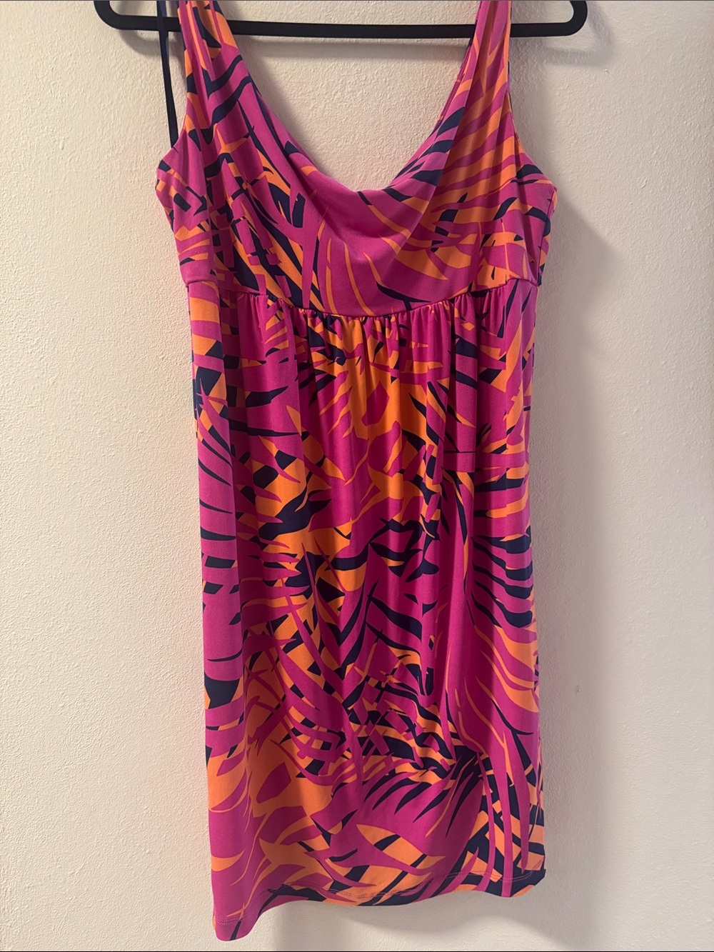 Tori Richard Pink, Orange & Navy Tropical Midi Dress
